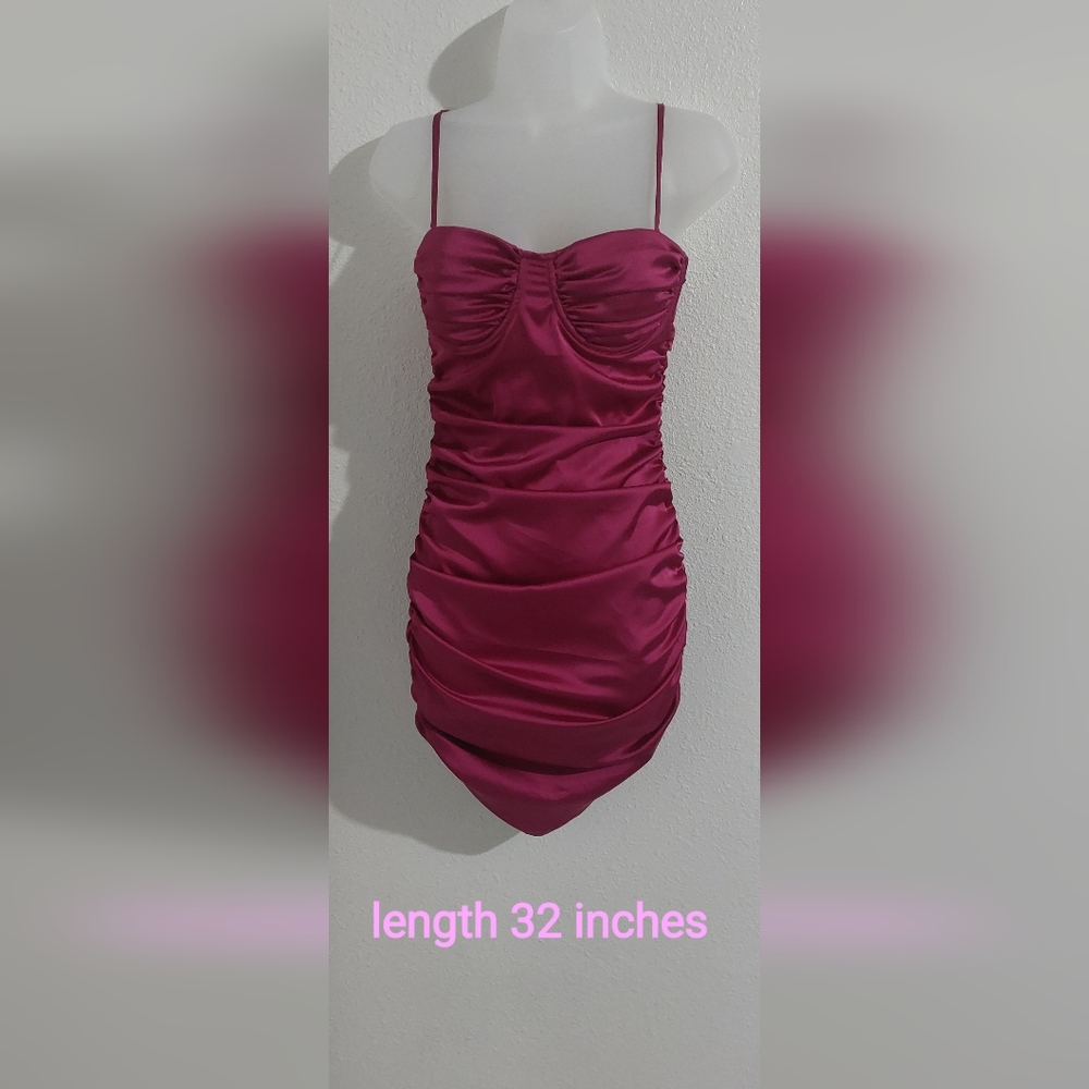 Sweet satin midi dress magenta/fuchsia